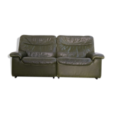 Canapé de De Sede DS 66 en cuir olive, années 1970