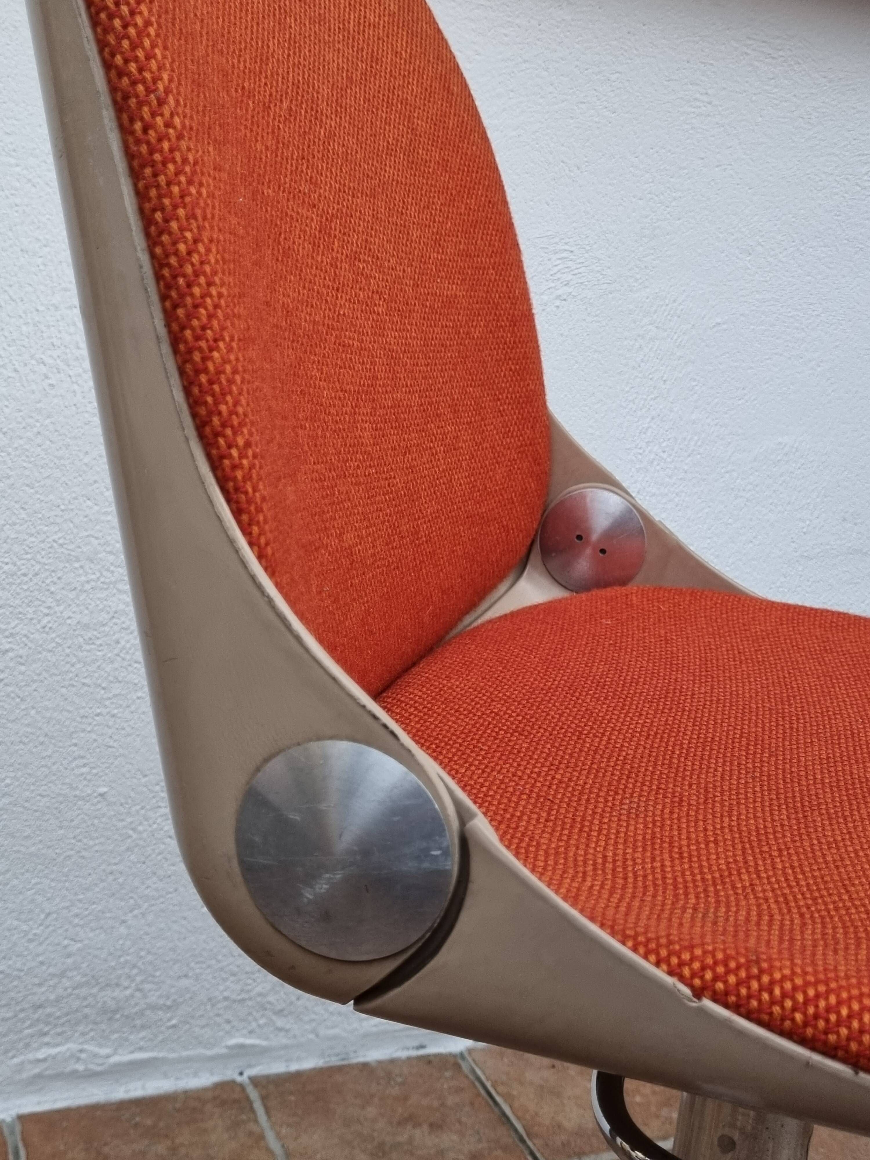 Vintage Wilkhahn Office Chair Model 2101, Orange, Aluminum and Fiberglass Frame