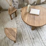 Circular elm coffee table from the 1950s