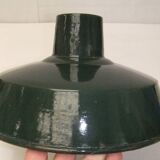 Ancien Abat jour en tôle émaillée industriel vert bouteille suspension lustre