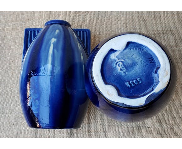Art deco blue ceramic vases