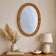 Large oval wall mirror in bamboo – bohemian chic style – 1960s–1970s