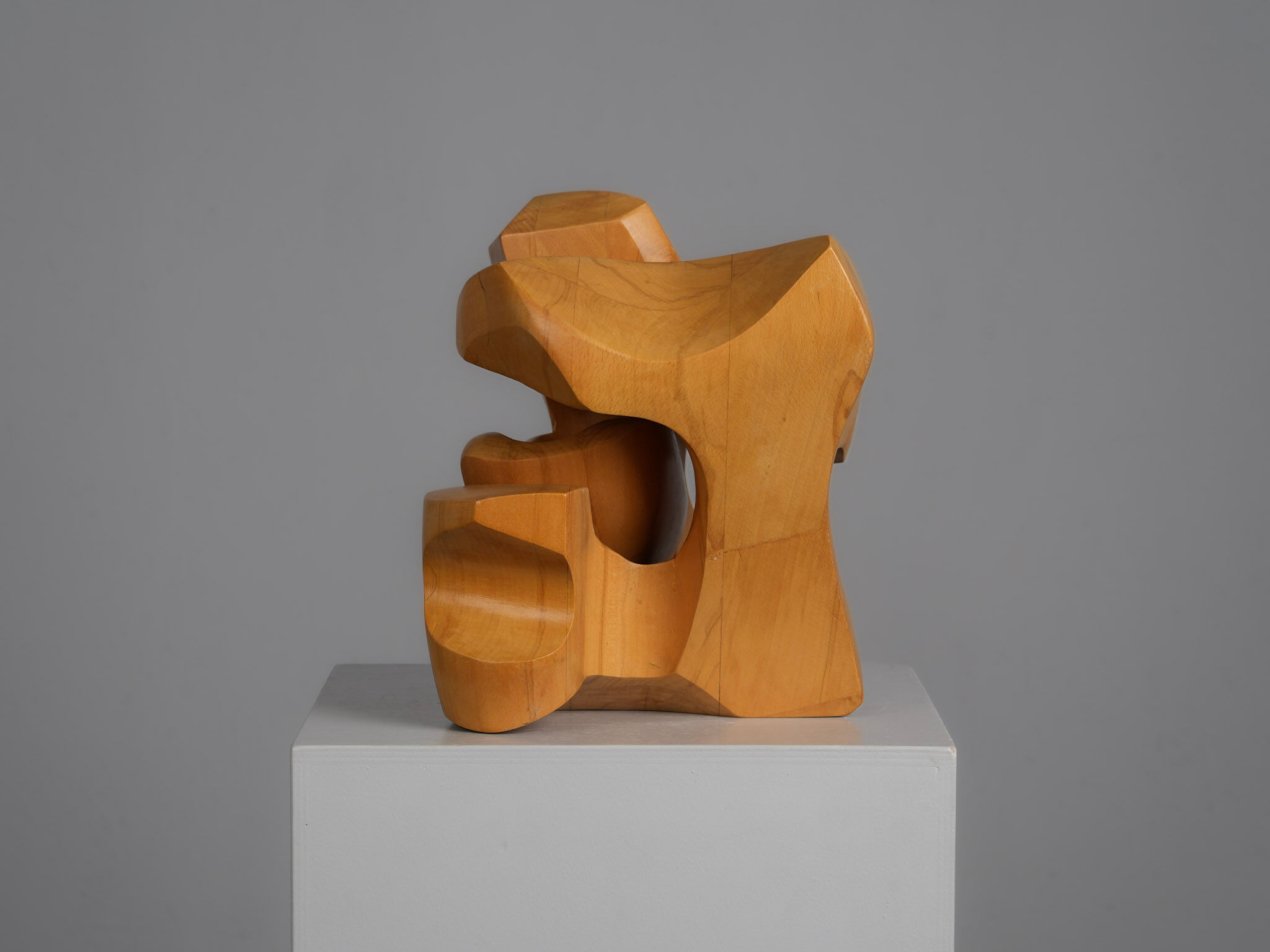 Interlocking abstract wood sculpture by Joop van Bergen, Netherlands, 1980s