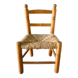 Children's chair blond wood and straw
