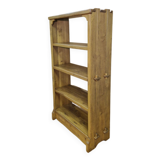 Solid oak brutalist book case, Netherlands 1970s