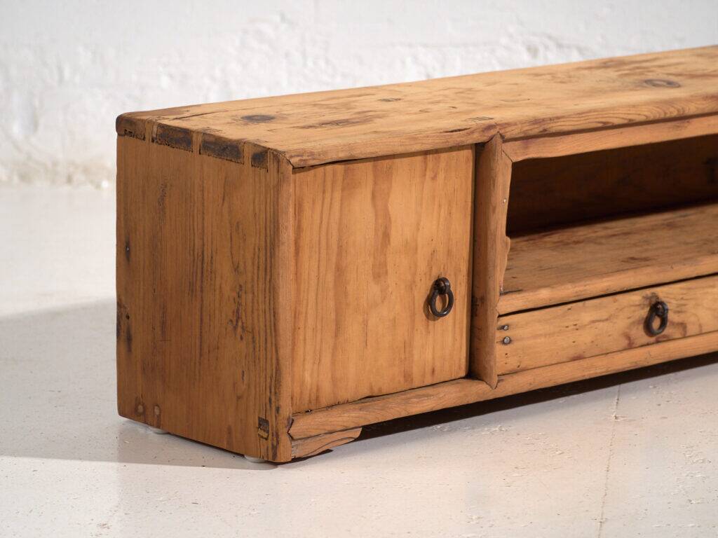 Chinese low cabinet in stripped wood – China, Qing dynasty – circa 1900
