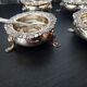 Series of 4 salt pans and their solid silver salt shovels - Shell model - England - 365g