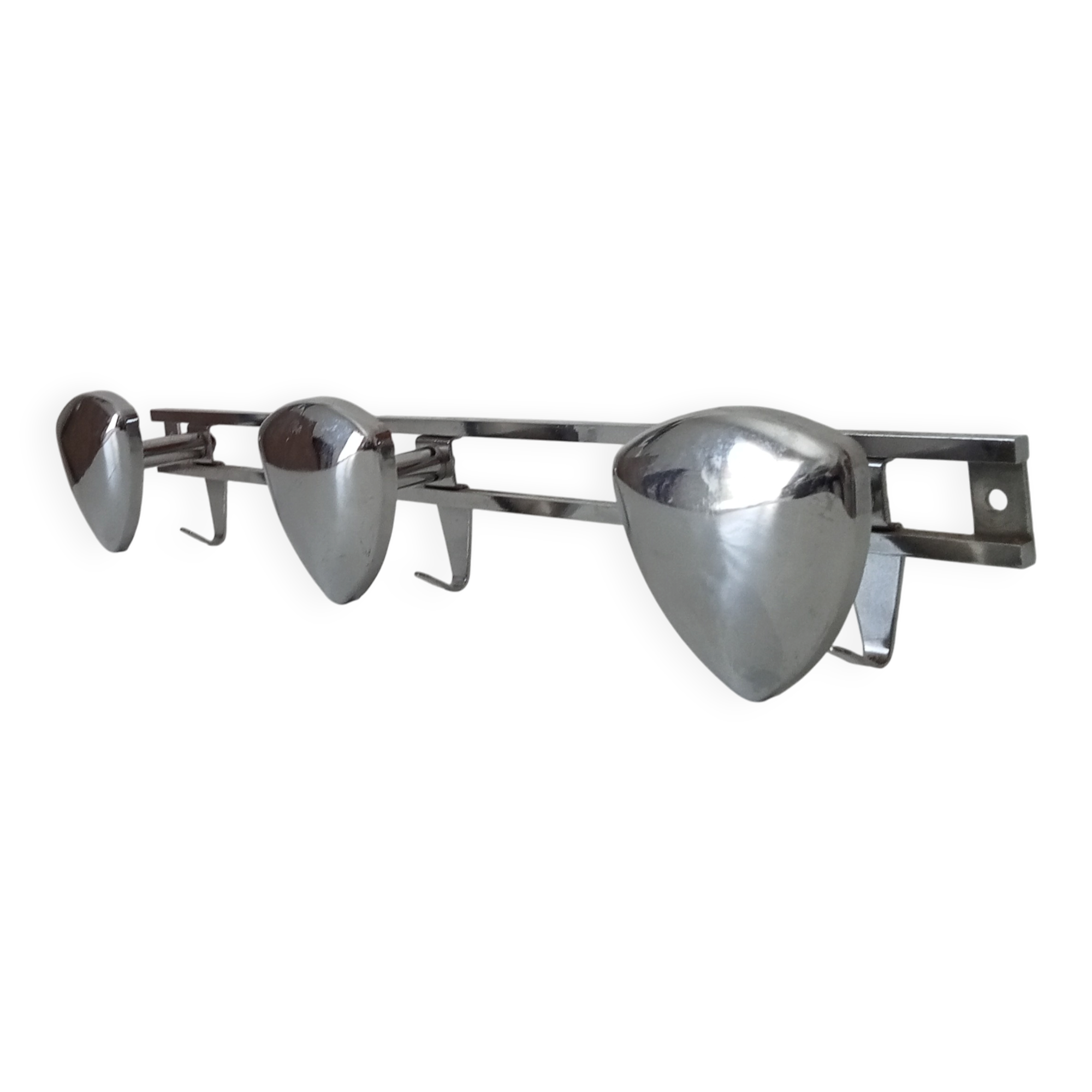 Vintage 1960s chrome wall coat rack automotive design
