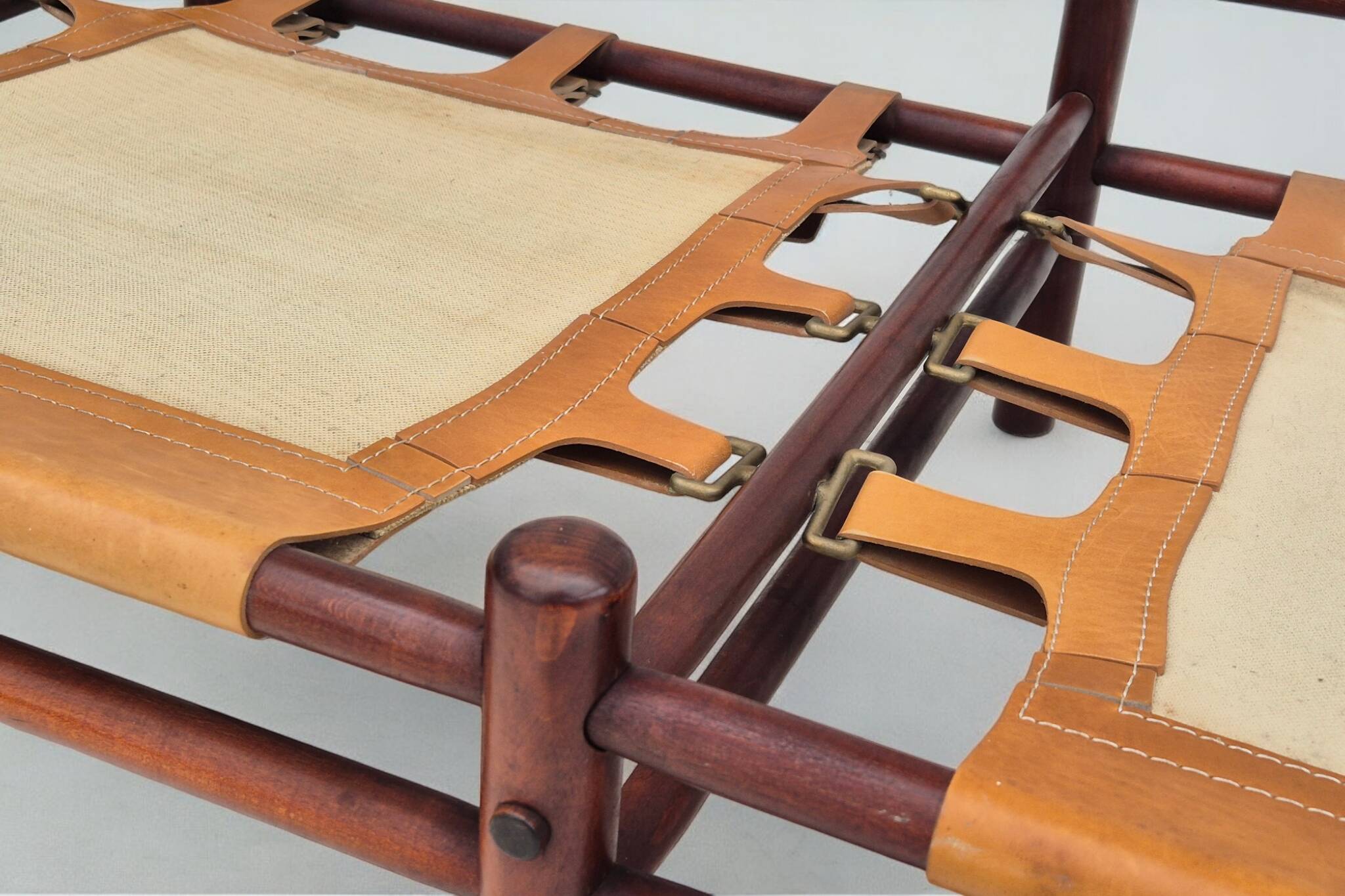 1960s, Scandinavian design by Arne Norell, sofa, model "Kontiki", original condition, leather, beech.