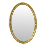 Miroir ovale doré Deknudt style Hollywood Regency