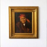 Portrait ancien femme huile sur toile signée Van Aelst cadre doré