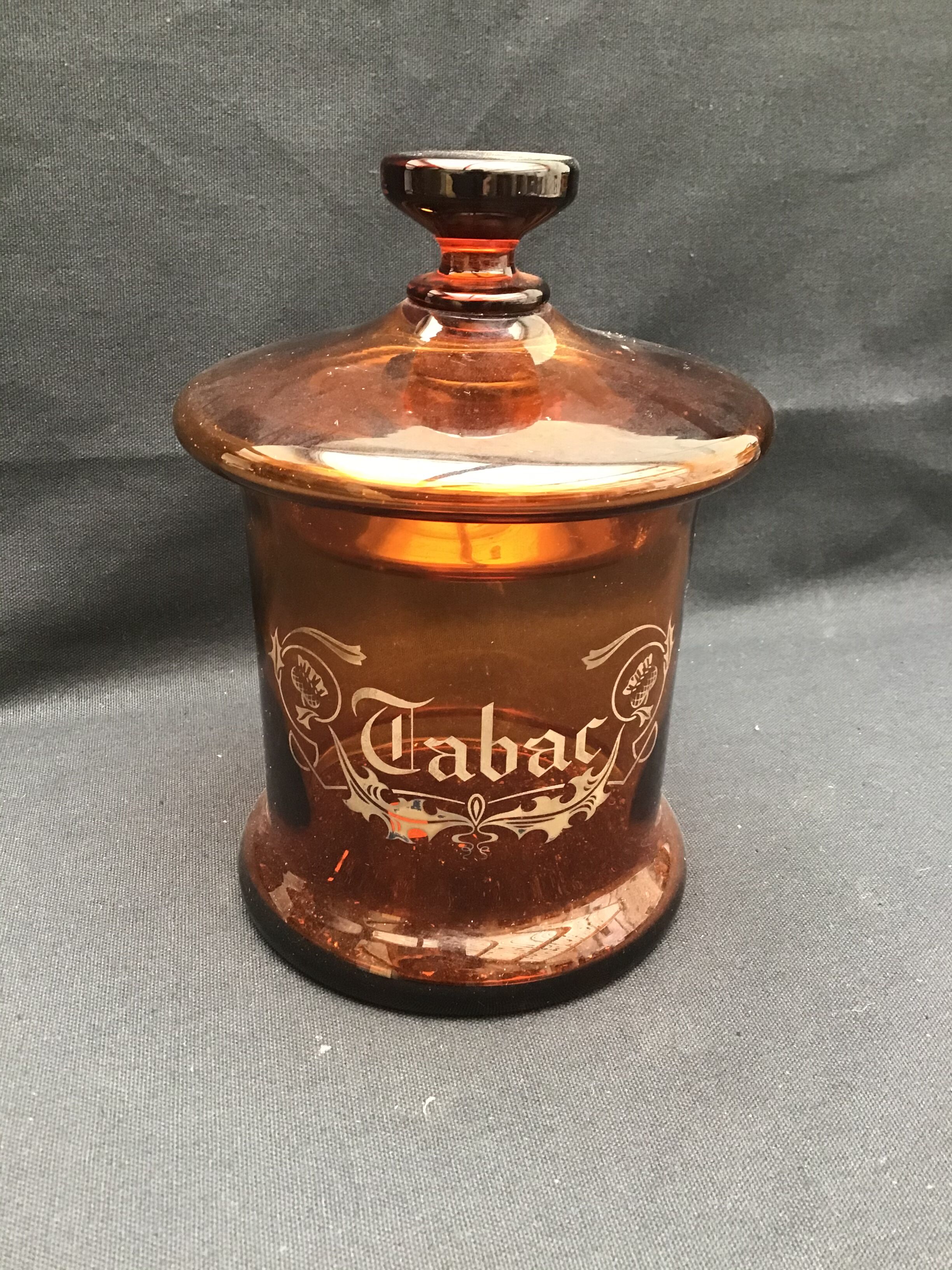 Amber glass tobacco pot