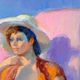 Tableau Huile Vintage Portrait De Femme Impressionniste 20ème Siècle
