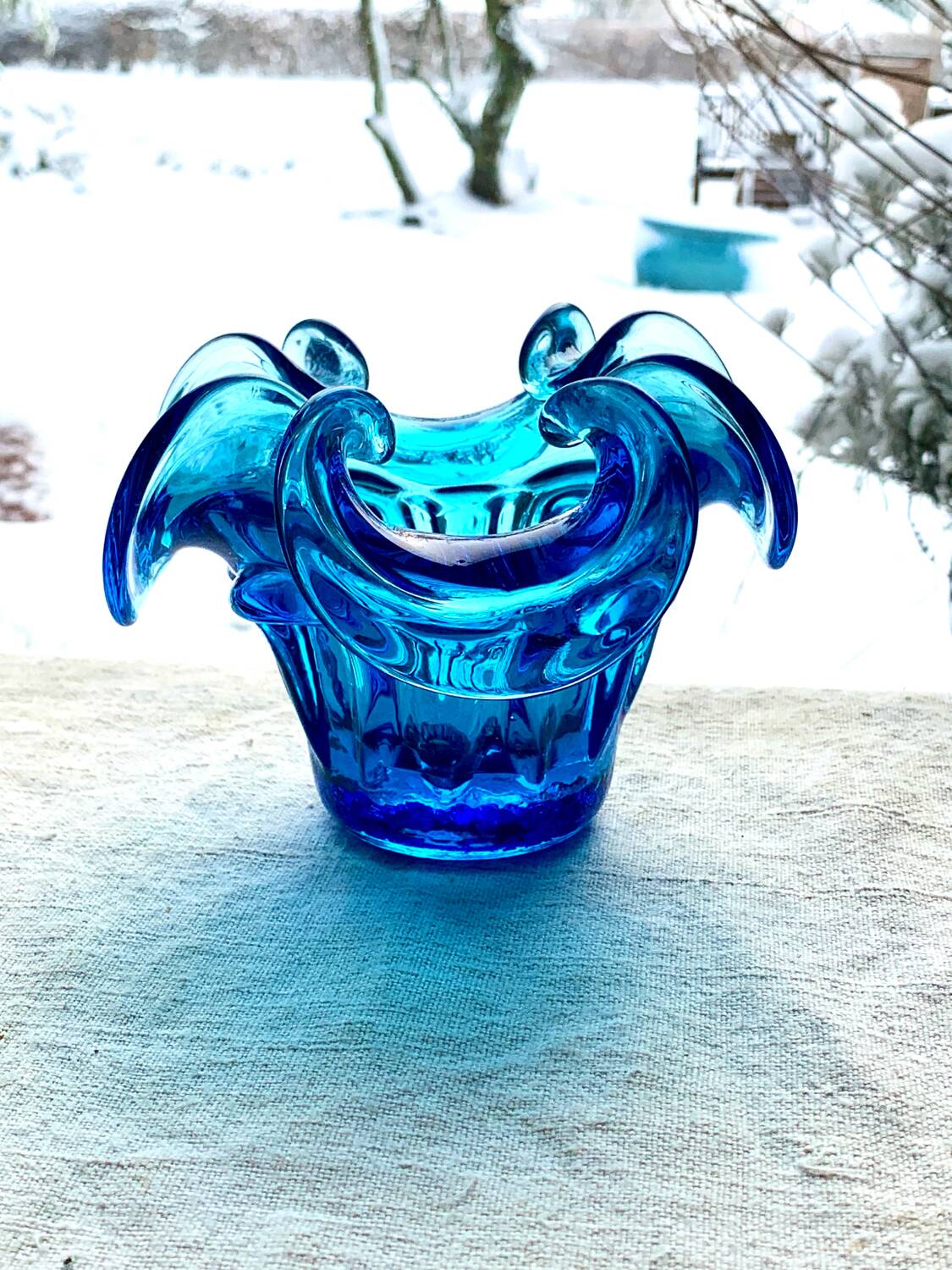 Vintage blue Murano glass catchall