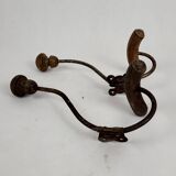 2 wooden & metal coat hooks 1900