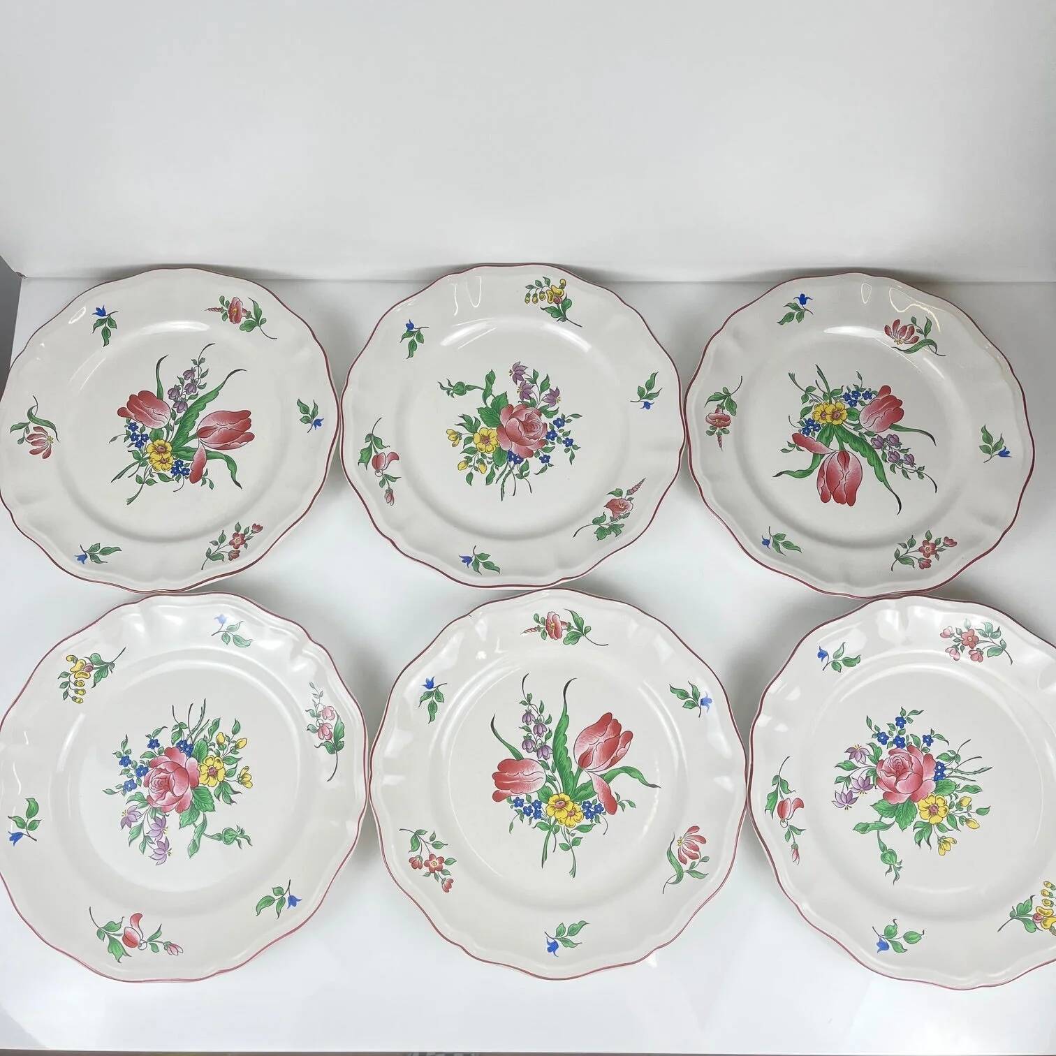 Set of 6 flat plates KG Luneville – Réverbère model