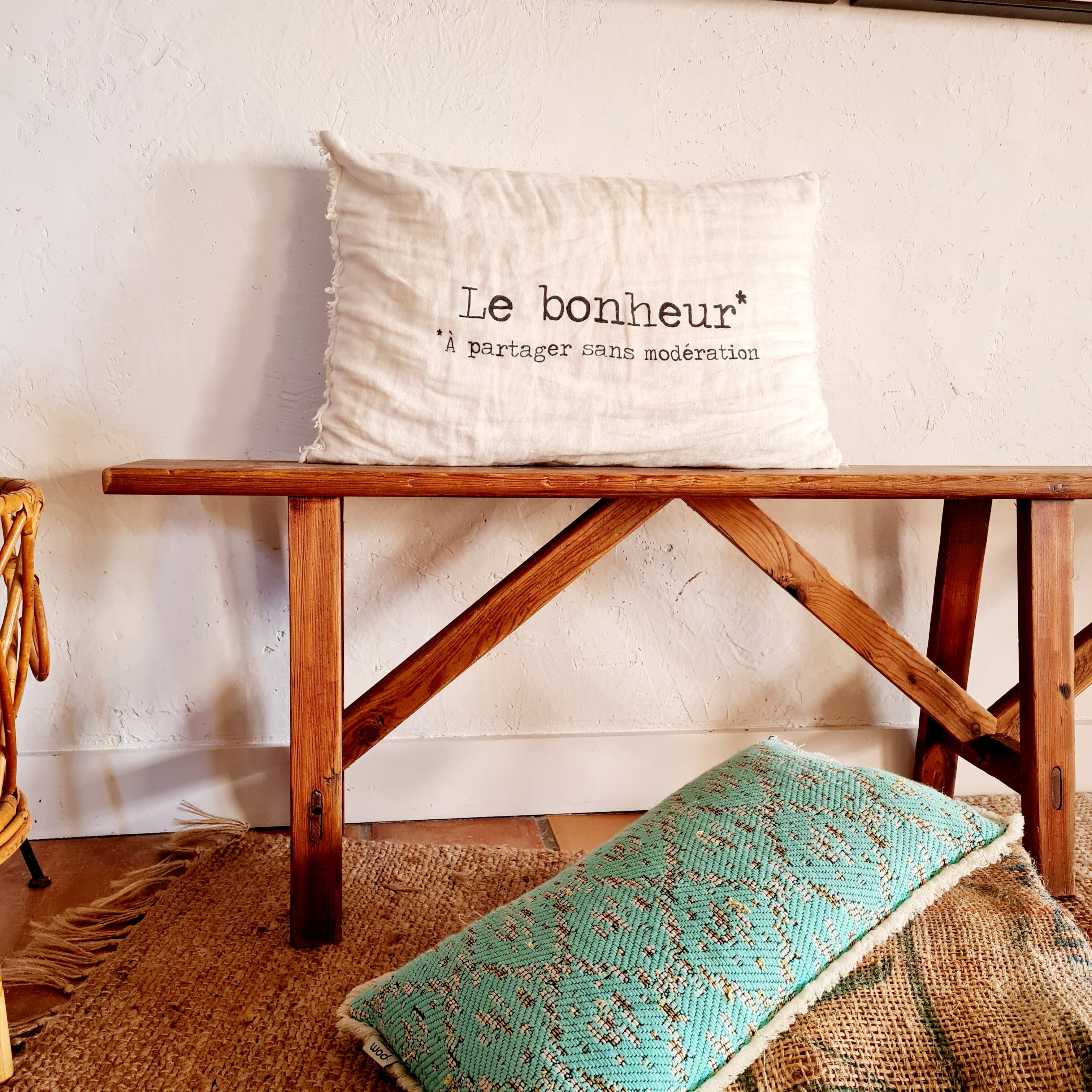 Old wooden farmhouse bench