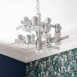 Chrome-plated Steel Ceiling Lamp by Gaetano Sciolari