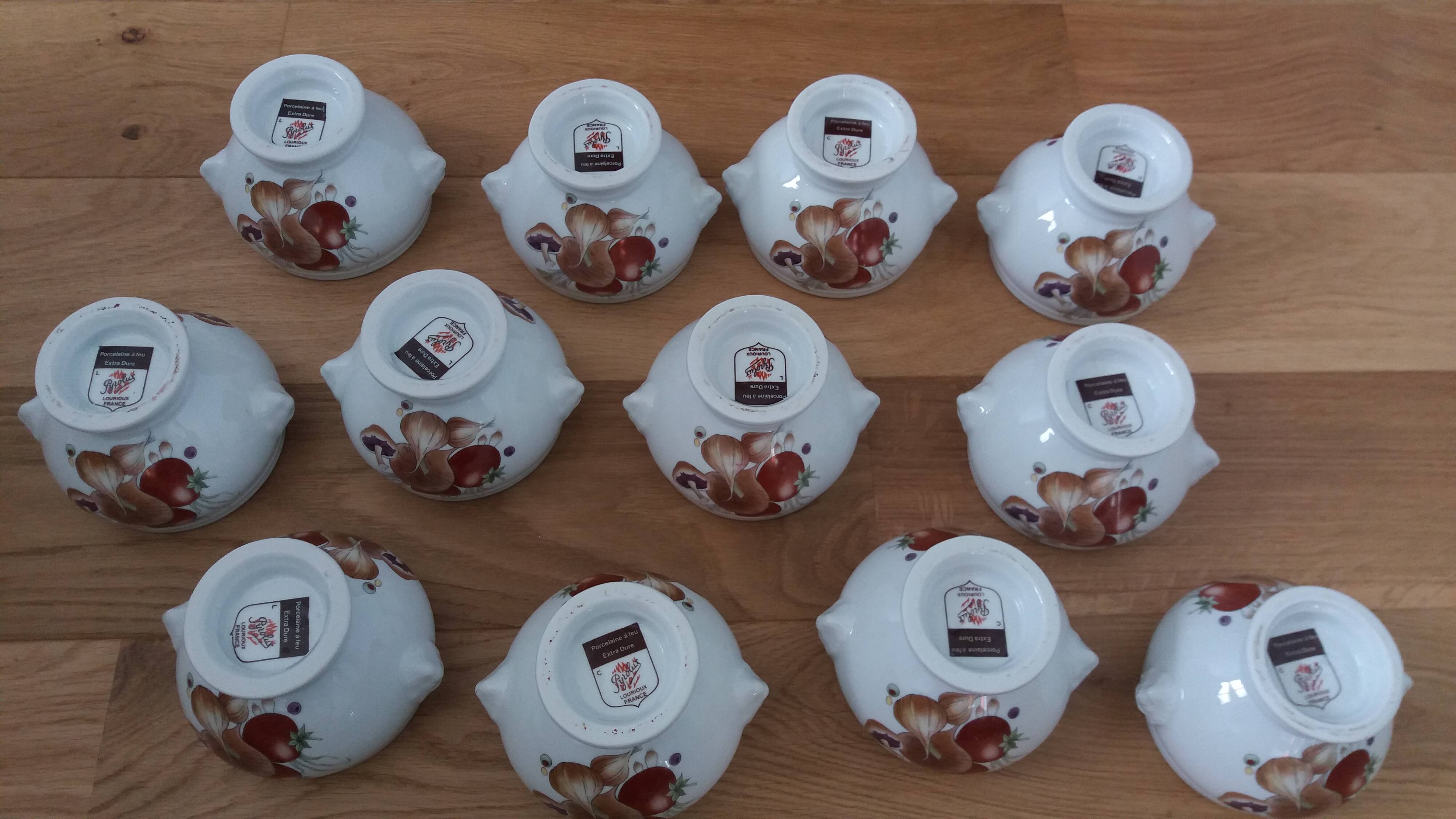 Pyrolux Lourioux porcelain soup bowls