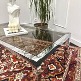 Chrome coffee table and smoked glass