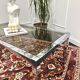 Table basse chromé et verre fumé