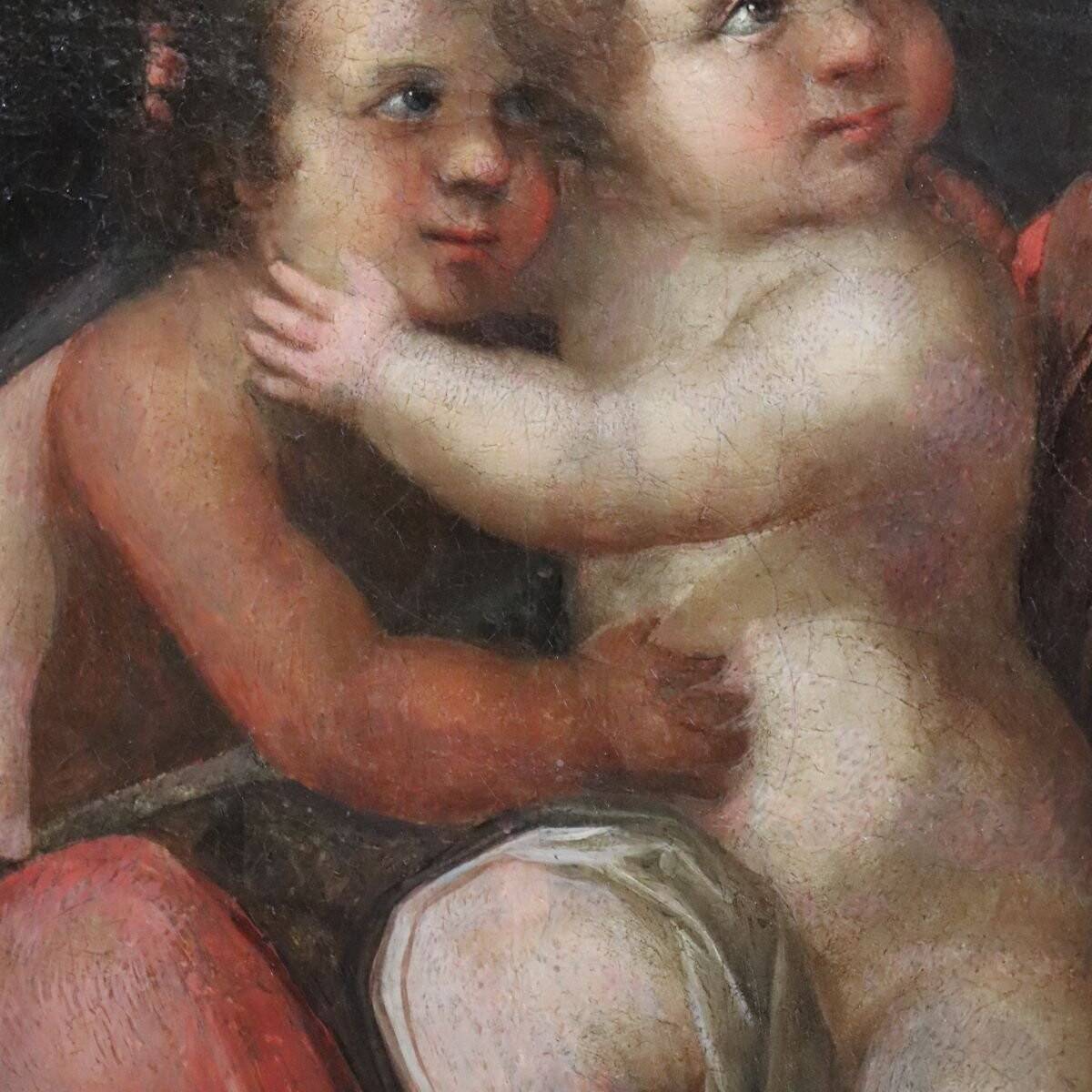 Antique Religious Oil Painting On Canvas, Italy, 18th Century