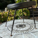 Tabouret  bas Skaï noir années 60/70