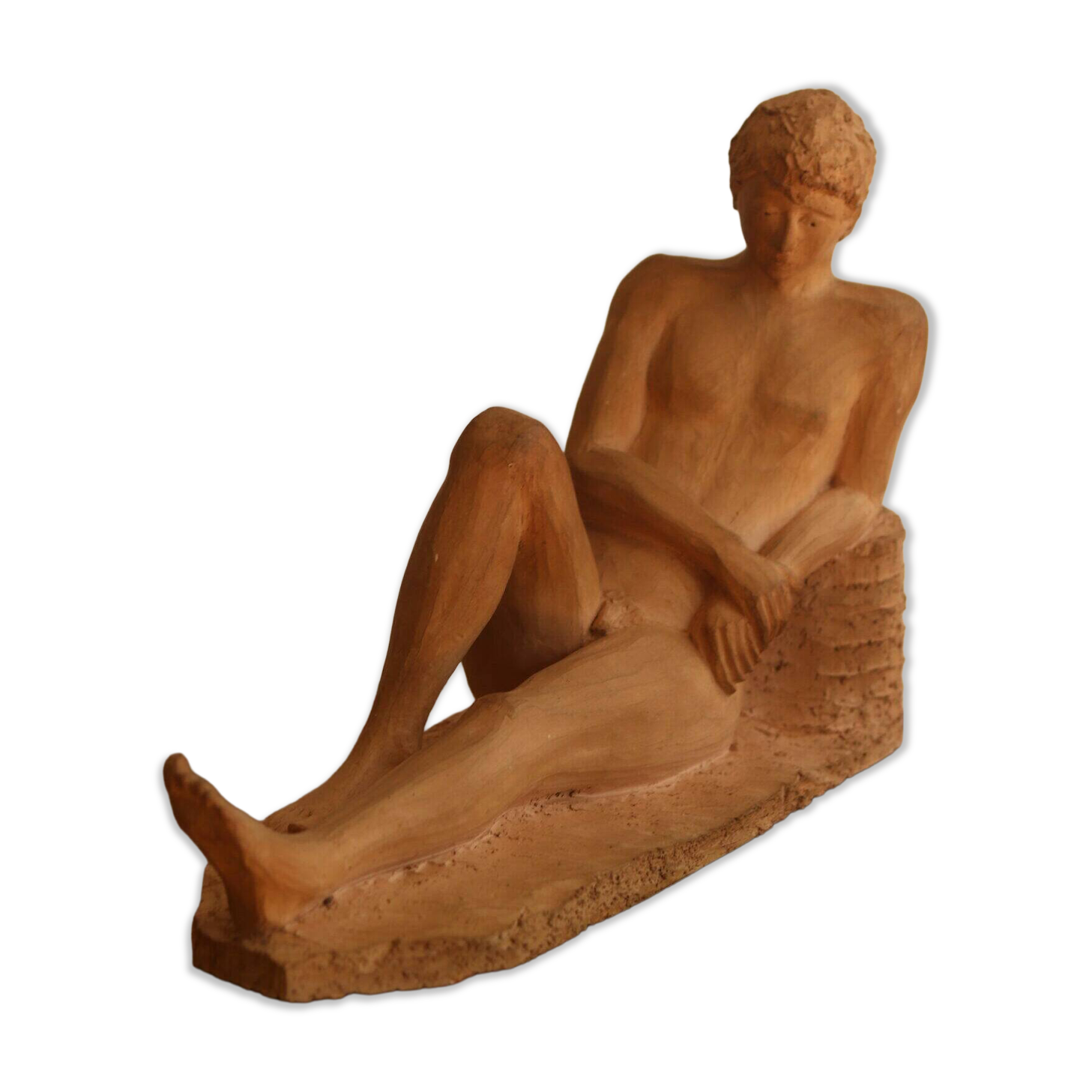 Terre cuite jeune homme nu allongé, 1988