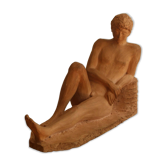 Terracotta young man lying nude, 1988
