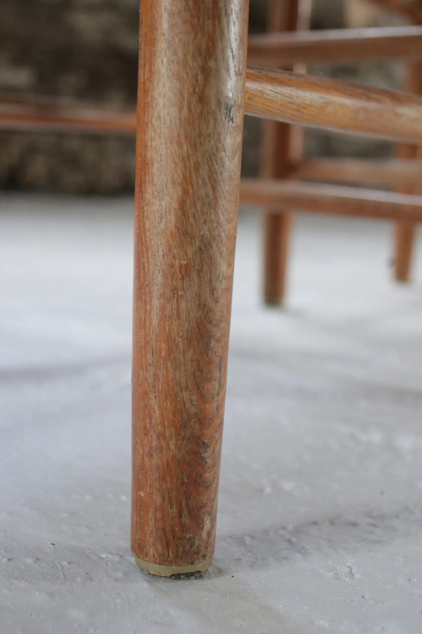 Set of 4 old Dutch oak ladderback chairs with rush seats – 1960s