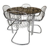 Round table and 4 chairs set, 1970