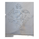 old linen sheet with monogram