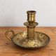 Antique brass hand candlestick – Columned fluted cellar rat