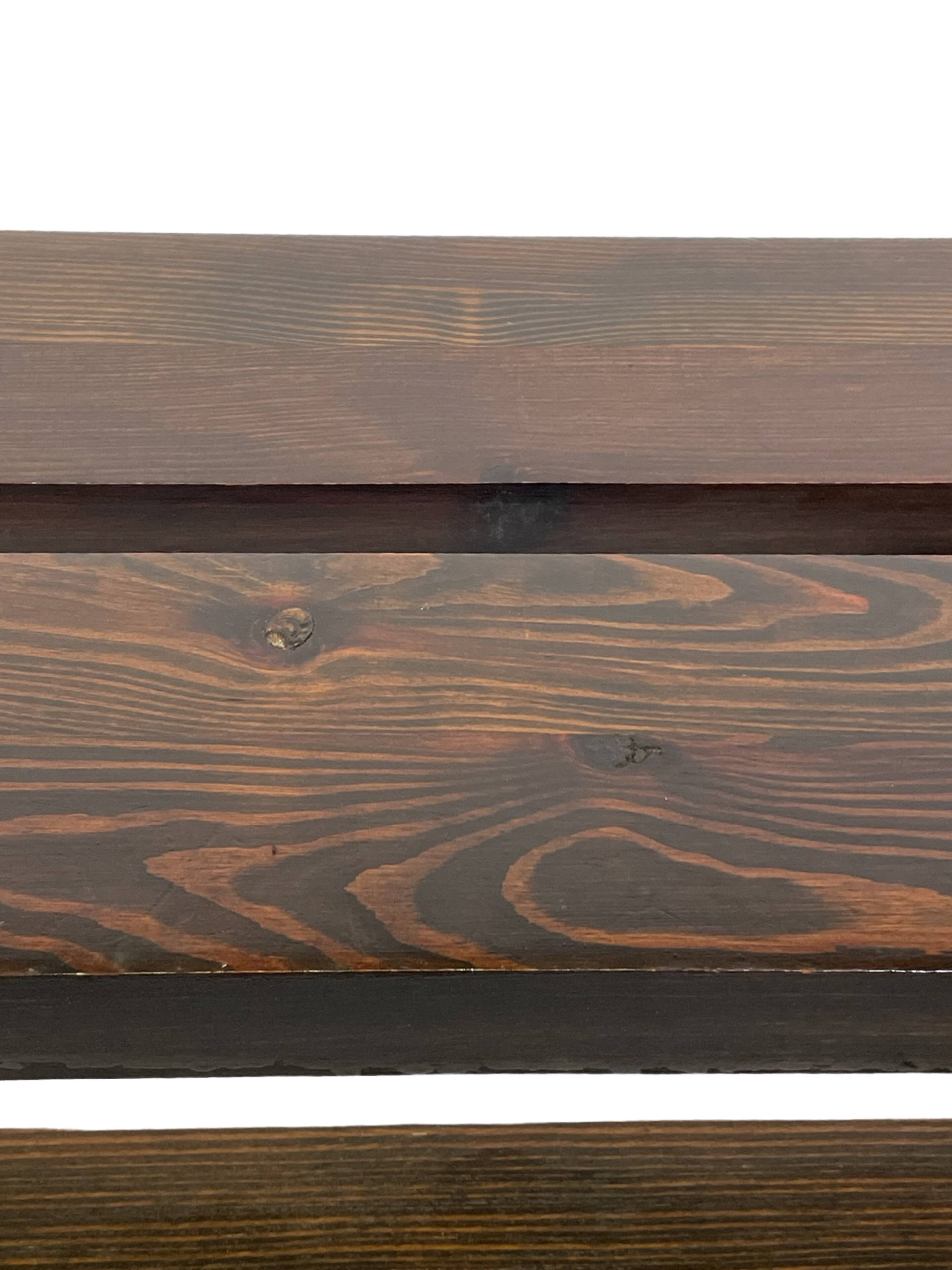 Minimalist vintage sofa design in wengé wood solid slatted bench