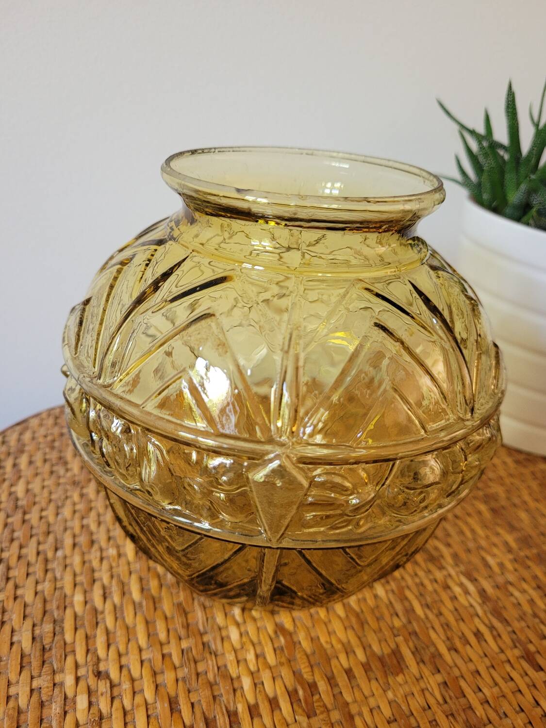 Yellow art deco ball vase