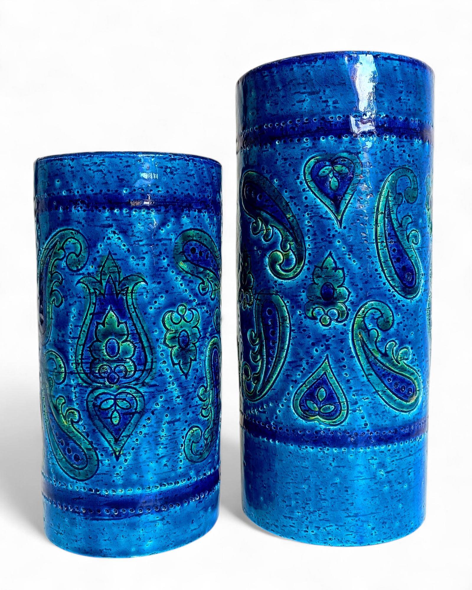 Vases en céramique Rimini Blu d'Aldo Londi, Bitossi, Italie, années 1960.