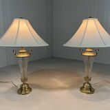 Lampes de table Hollywood Regency en cristal et laiton par Underwriters Laboratories Inc