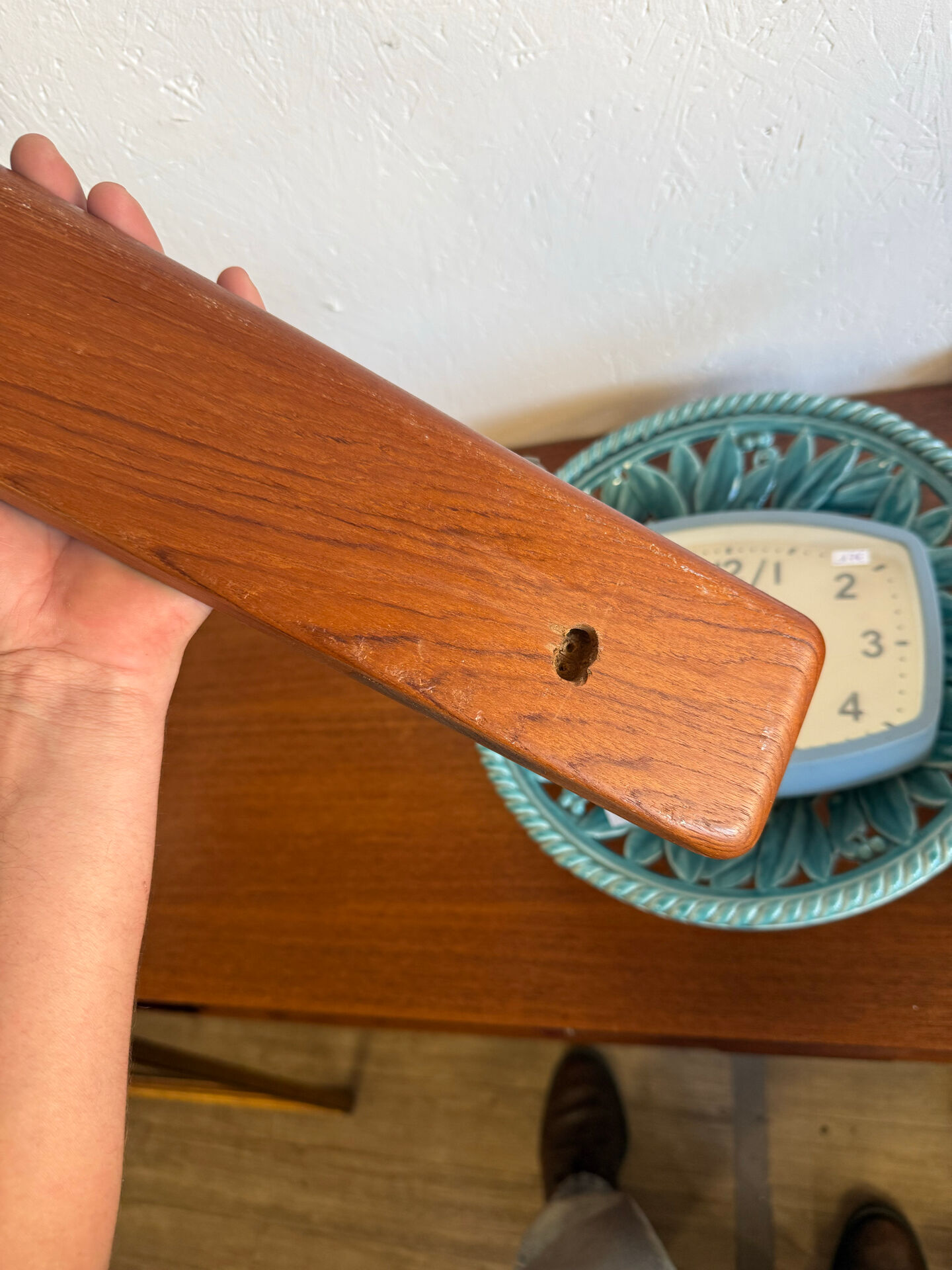 Scandinavian coat rack in solid teak from the 1970s.
