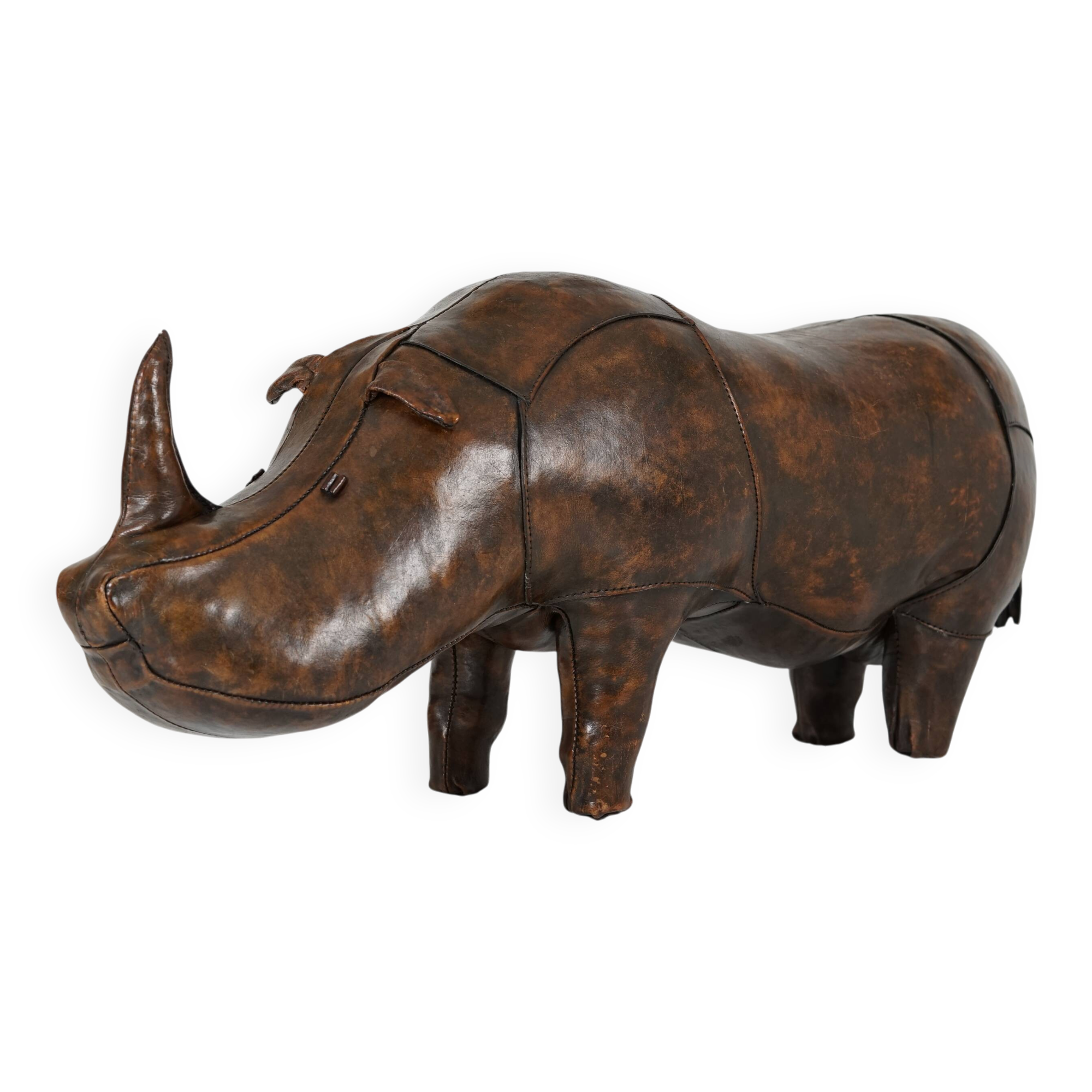 XL Rhinoceros Leather Footstool by Dimitri Omersa