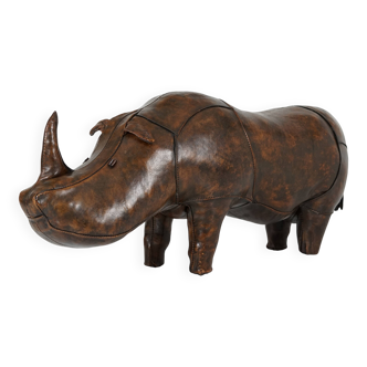 XL Rhinoceros Leather Footstool by Dimitri Omersa