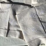 Drap 2 places BL lin neuf fleurs pastilles
