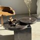 Brown petrified wood coffee table from Indonesia with a double circular top.
