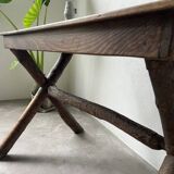 Solid walnut desk, folk art, Savoy, circa 1900