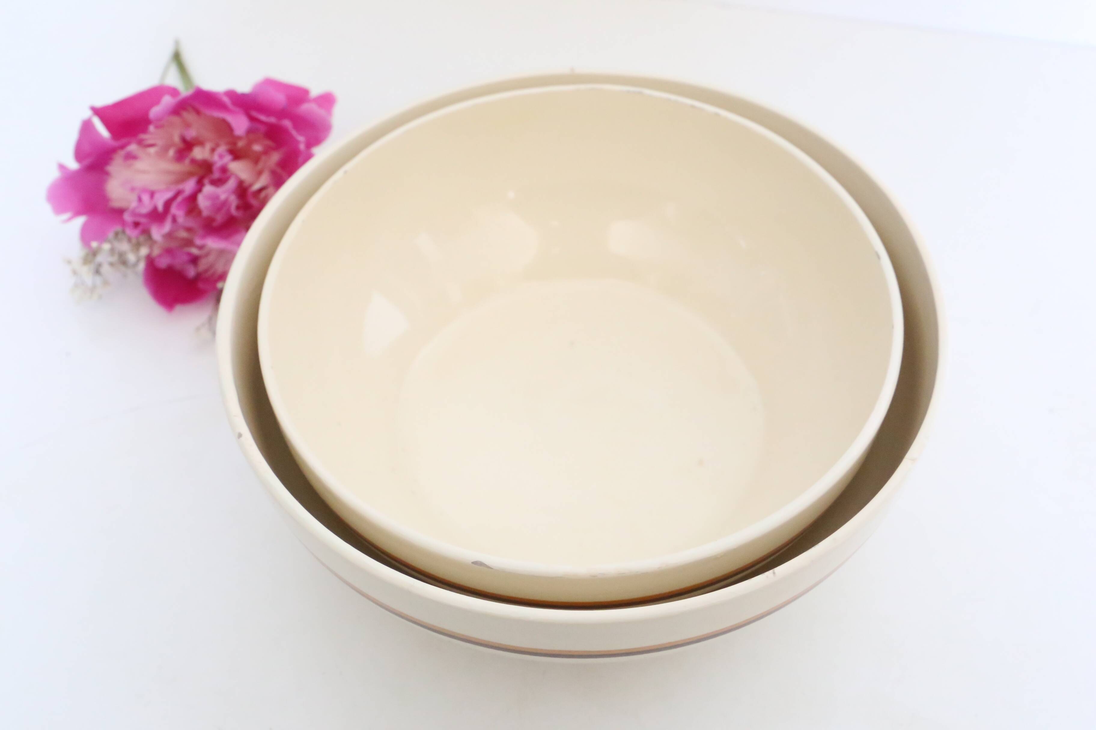 pair of salad bowls, French earthenware, bistro