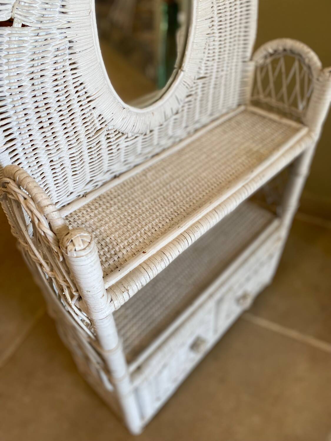Vintage wicker shelf