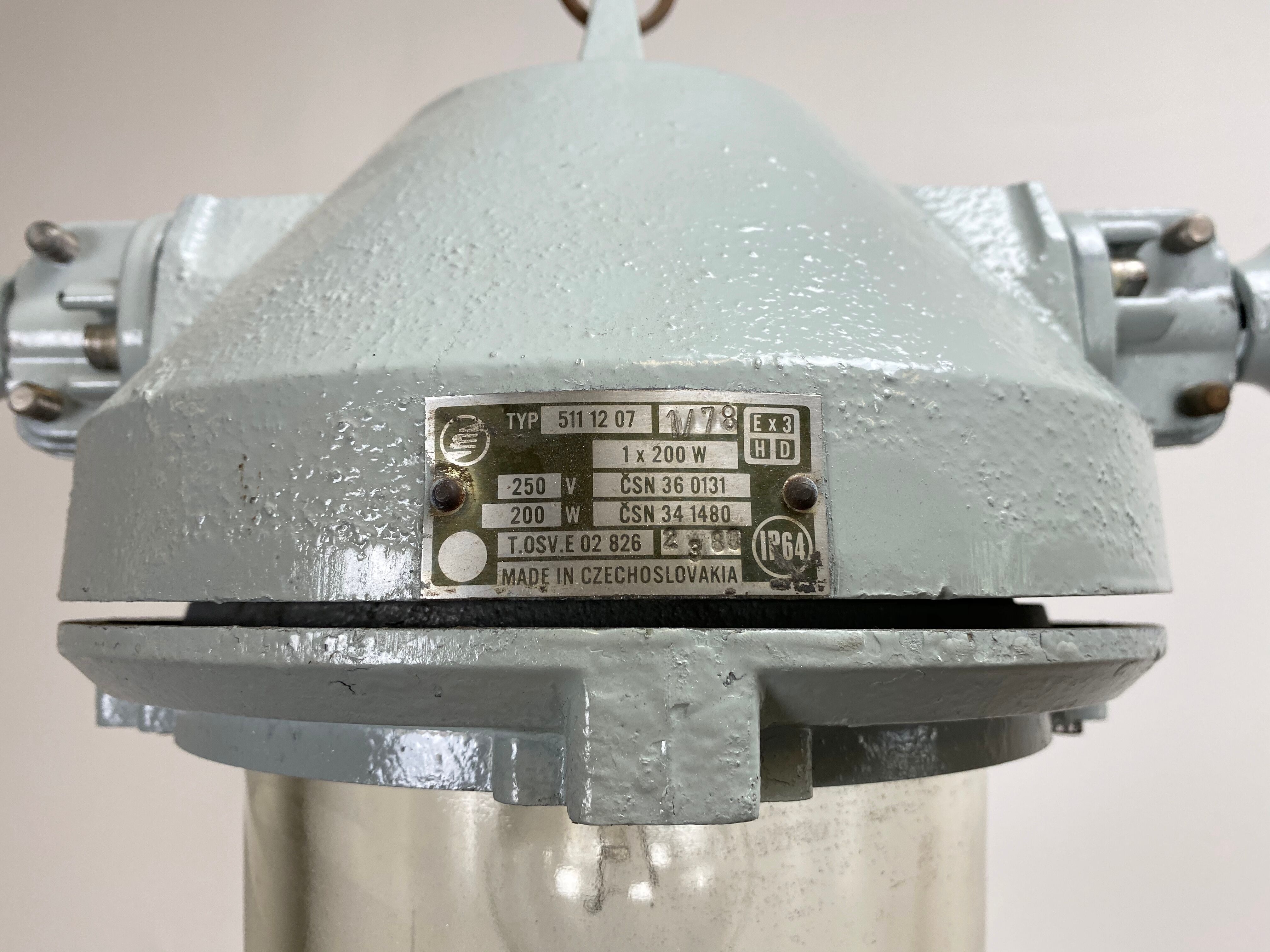Grey industrial explosion proof lamp, 1970s