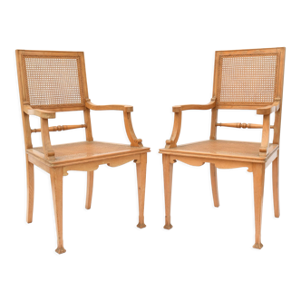 Pair of canned armchairs