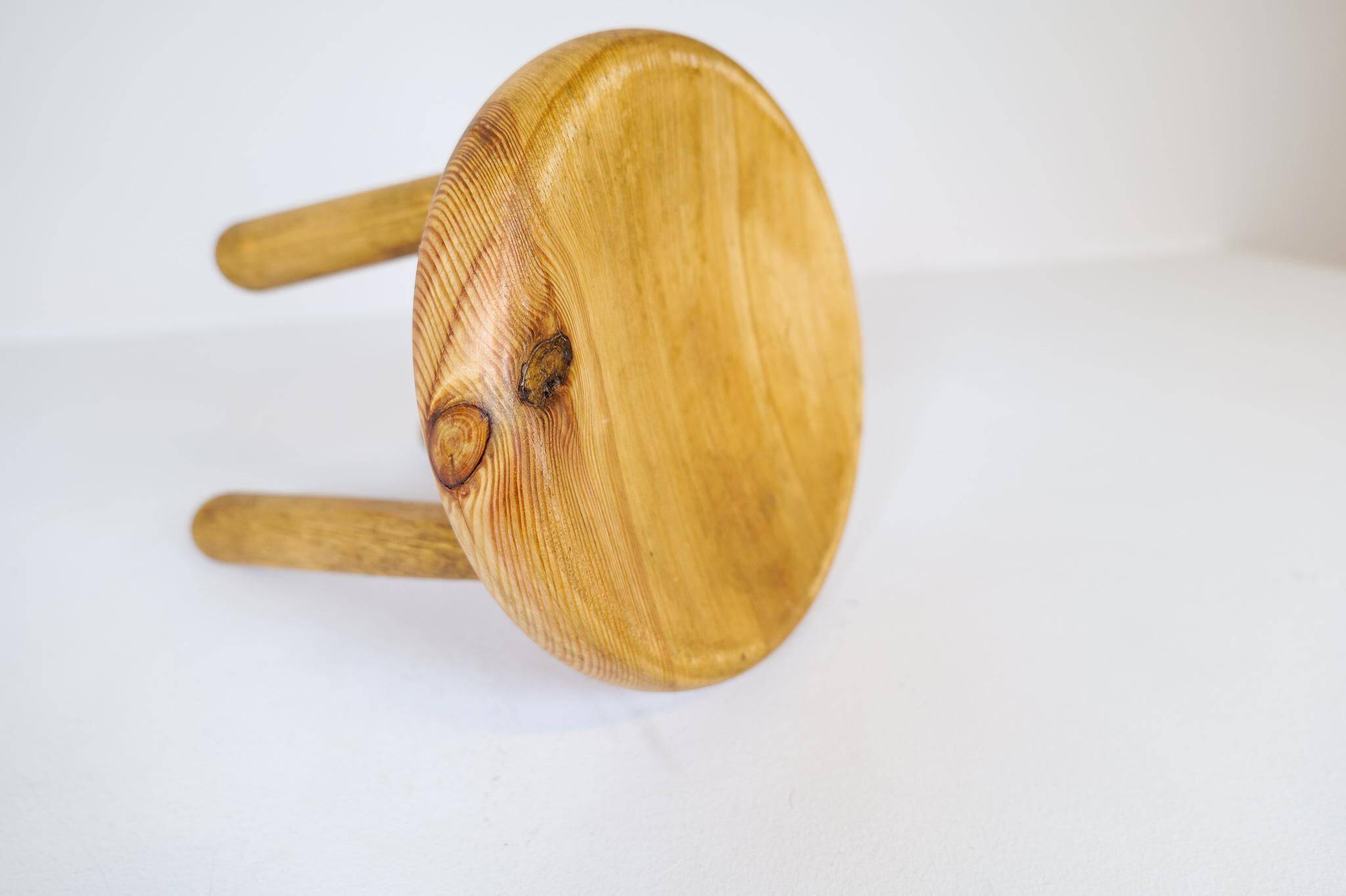 Modern Scandinavian Sculptural Stool, Pine, Sweden, 1970s