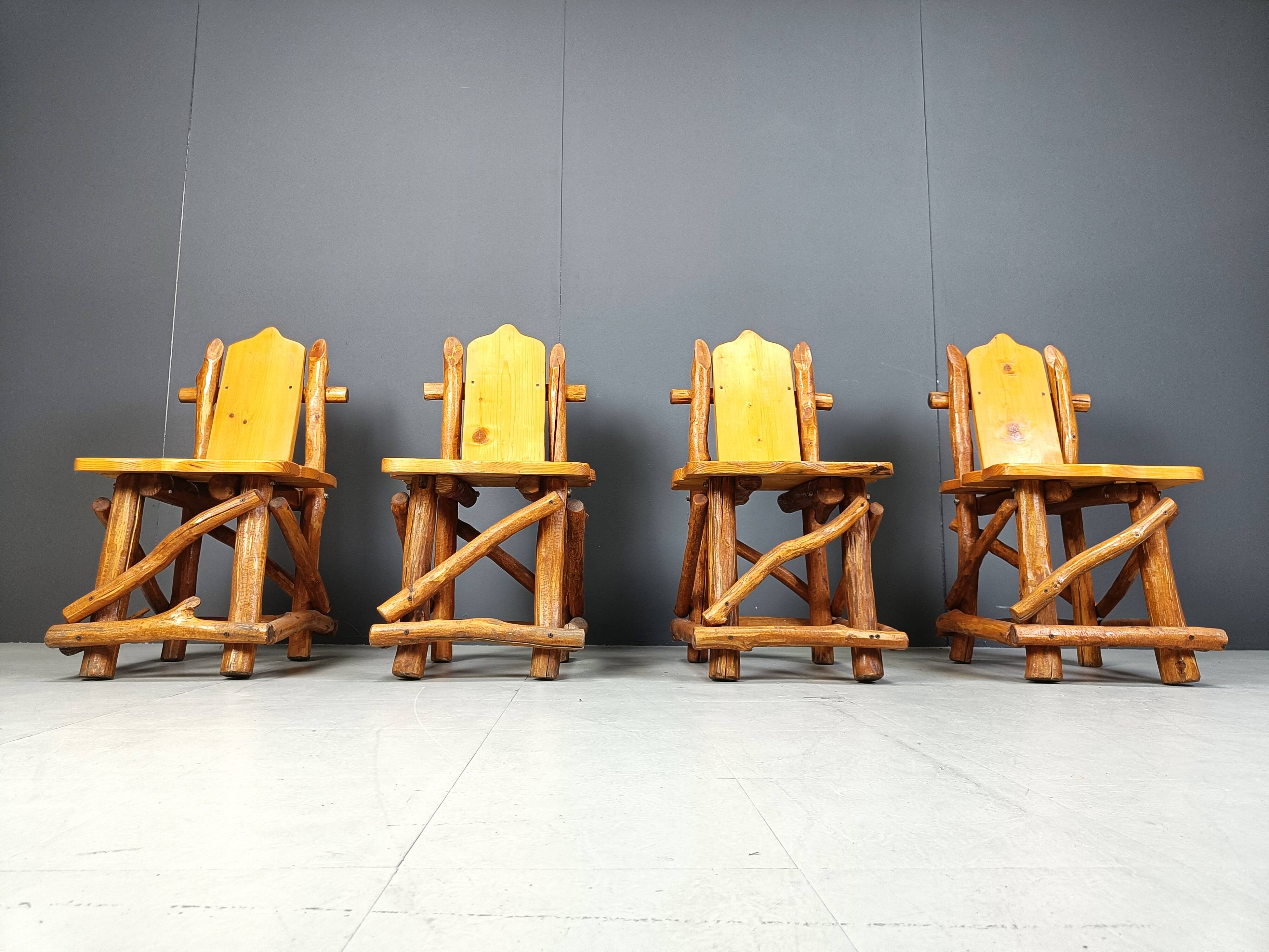 Vintage brutalist dining chairs, set of 4 - 1960s