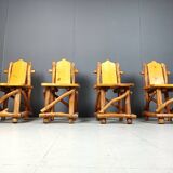 Vintage brutalist dining chairs, set of 4 - 1960s
